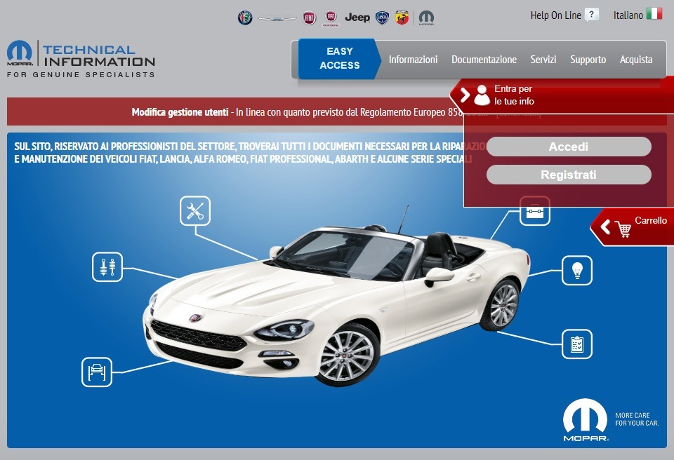 Come effettuare diagnosi SGW su veicoli FCA - istruzioni per registrazione al portale